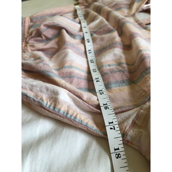 Japna Women Striped Fluter Sleeve Crop Top M Pink Pastel Feminine Coastal Summer - Picture 5 of 6